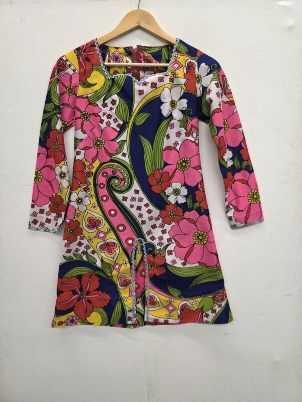 Vintage Flower multicolor Mini Dress Gogo Girl Halloween Size Small Handmade - Picture 2 of 14